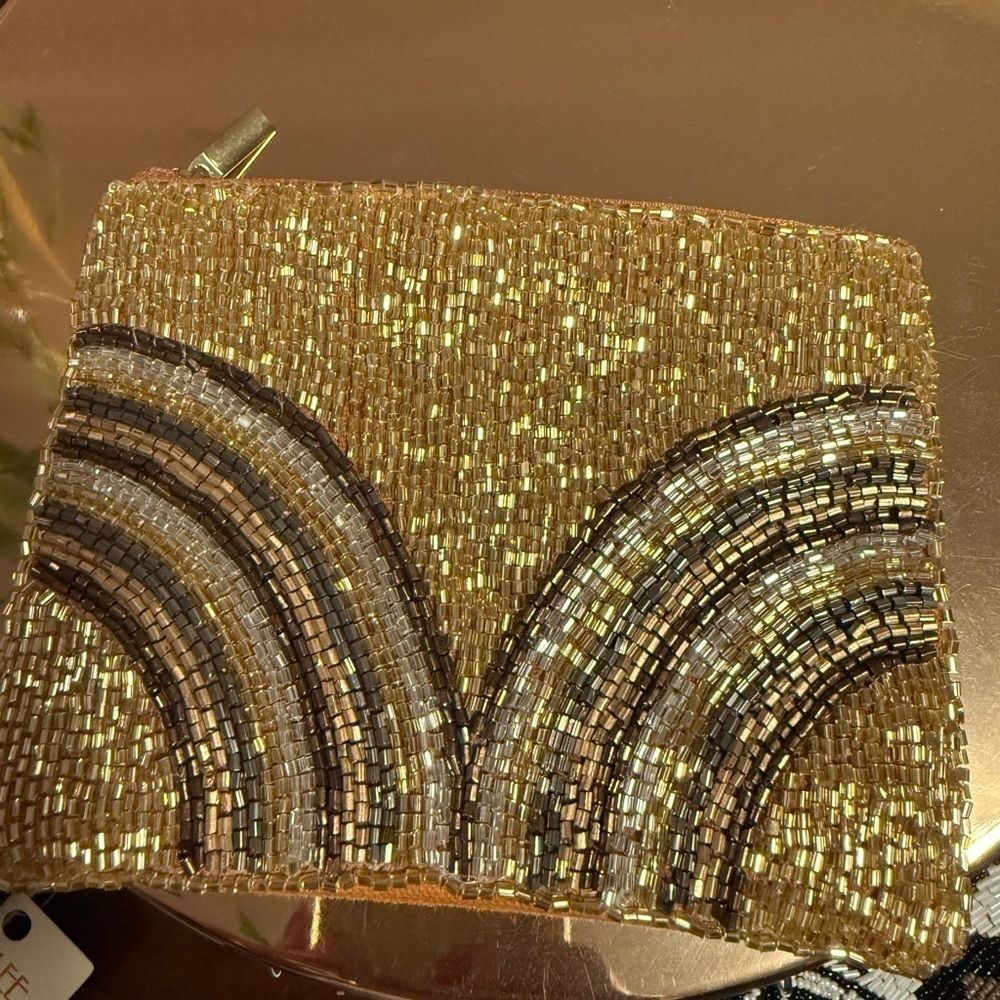 Kay Lee Gold Beaded Coin Pouch